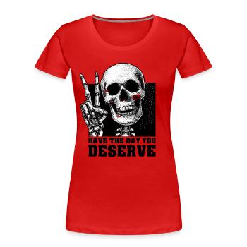 Chemise Skeleton Peace Sign - T-shirt bio Premium Femme - rouge - Devant - Mia (176cm)