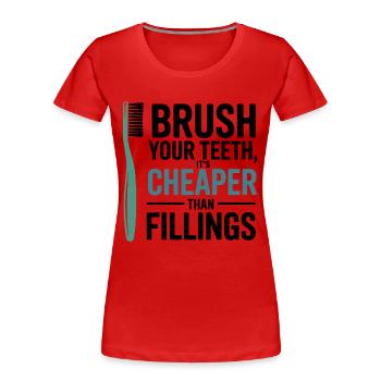 Precision Dental Technician Gear Design  - Women's Premium Organic T-Shirt - red - Front - Mia (176cm)