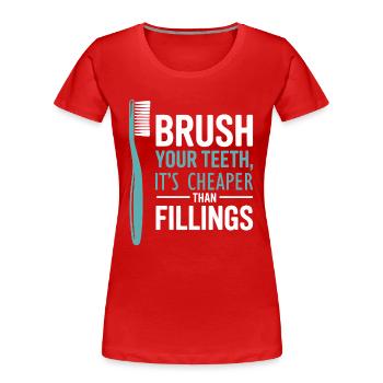 Mechanisches Lächeln Zahntechniker Kunst - Frauen Premium Bio T-Shirt - Rot - Vorne - Mia (176cm)