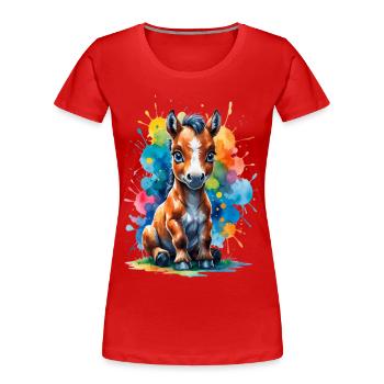 Rainbow pony in a splash of color - Women's Premium Organic T-Shirt - red - Front - Mia (176cm)