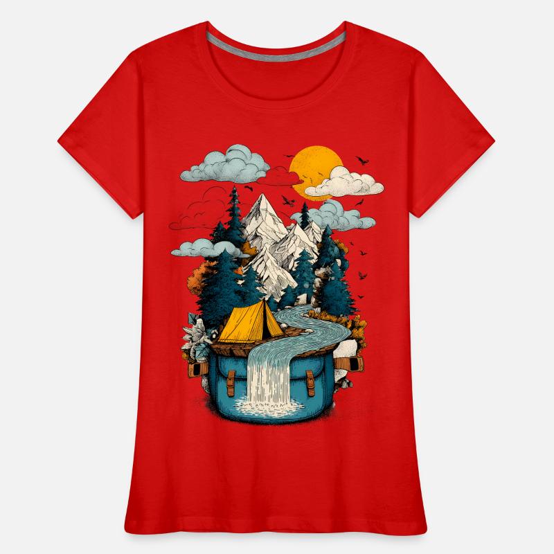 Bergsee Pfad - Camping Backpacker Motiv Frauen Premium Bio T-Shirt