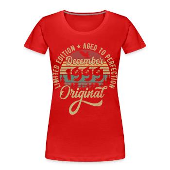Décembre 1999 - Légende depuis décembre 1999 - T-shirt bio Premium Femme - rouge - Devant - Mia (176cm)