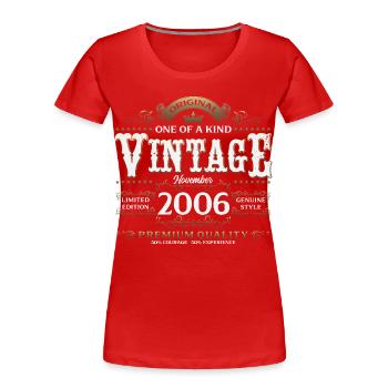 20th Birthday Vintage November Vintage 2006 - Women's Premium Organic T-Shirt - red - Front - Mia (176cm)