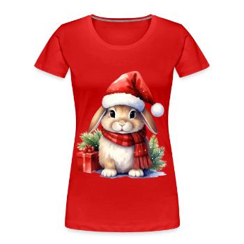 Lapin de Noël avec chapeau - T-shirt bio Premium Femme - rouge - Devant - Mia (176cm)