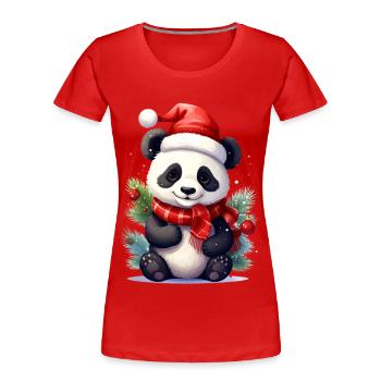 Mignon panda de Noël avec écharpe - T-shirt bio Premium Femme - rouge - Devant - Mia (176cm)