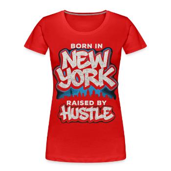 New York Hustle – Graffiti Streetwear Style - Frauen Premium Bio T-Shirt - Rot - Vorne - Mia (176cm)
