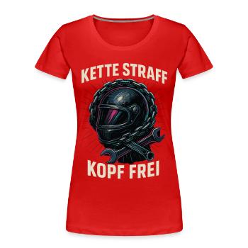 Chain Taut Head Free Biker Shirt Motorcycle - Women's Premium Organic T-Shirt - red - Front - Mia (176cm)