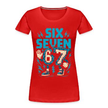 67 Pixel Blitz Retro - Frauen Premium Bio T-Shirt - Rot - Vorne - Mia (176cm)