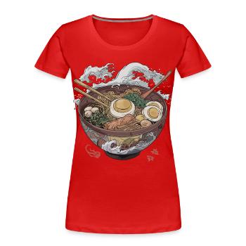 Big bowl of ramen - Women's Premium Organic T-Shirt - red - Front - Mia (176cm)