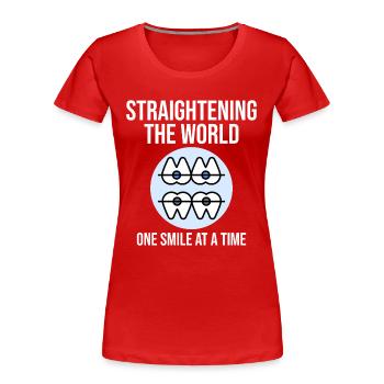 Ein Lächeln nach dem anderen Kieferorthopäde - Frauen Premium Bio T-Shirt - Rot - Vorne - Mia (176cm)