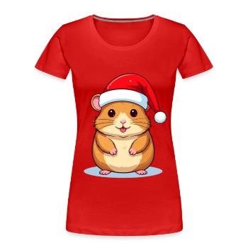 Hamster mit Nikolausmütze passend zu Weihnachten - Frauen Premium Bio T-Shirt - Rot - Vorne - Mia (176cm)