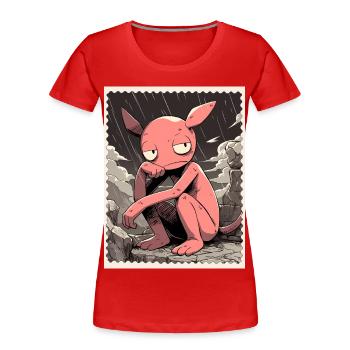 Pink Creature in the Rain - Women's Premium Organic T-Shirt - red - Front - Mia (176cm)