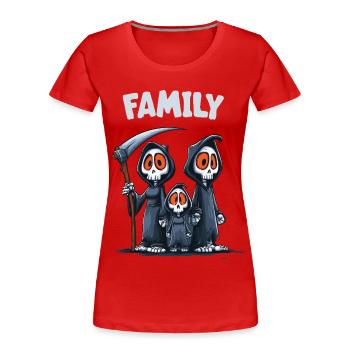 Süße Reaper Family im Cartoonstil - Frauen Premium Bio T-Shirt - Rot - Vorne - Mia (176cm)