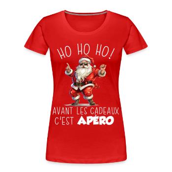 Ho Ho Ho Before the Gifts It's Aperitif Humor Christmas - Women's Premium Organic T-Shirt - red - Front - Mia (176cm)