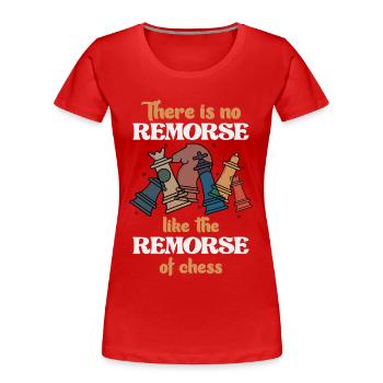 Schachreue: Keine Reue wie im Spiel - Frauen Premium Bio T-Shirt - Rot - Vorne - Mia (176cm)