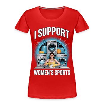 Je soutiens le bootleg inportable du sport féminin - T-shirt bio Premium Femme - rouge - Devant - Mia (176cm)