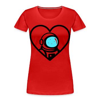 Astronaut Heart Space Cosmo Helm - Frauen Premium Bio T-Shirt - Rot - Vorne - Mia (176cm)