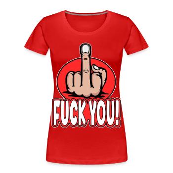 Doigt d’honneur Stingerfinger Fuck You Design - T-shirt bio Premium Femme - rouge - Devant - Mia (176cm)