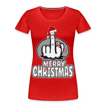 Merry Christmas Middle Finger Stinky Finger Design - Women's Premium Organic T-Shirt - red - Front - Mia (176cm)
