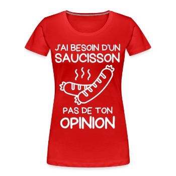 Wurst und Meinung Nicht meine Bewertung - Frauen Premium Bio T-Shirt - Rot - Vorne - Mia (176cm)