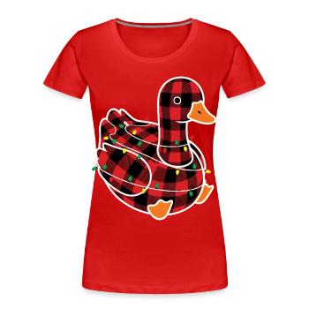 Humor Gans Weihnachtsplaid Rot Plaid - Frauen Premium Bio T-Shirt - Rot - Vorne - Mia (176cm)