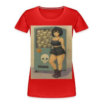 Skull Automaton Gothic Girl - Women's Premium Organic T-Shirt - red - Front - Mia (176cm)