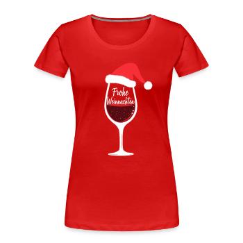 Joyeux Noël Verre à vin Soirées vin - T-shirt bio Premium Femme - rouge - Devant - Mia (176cm)