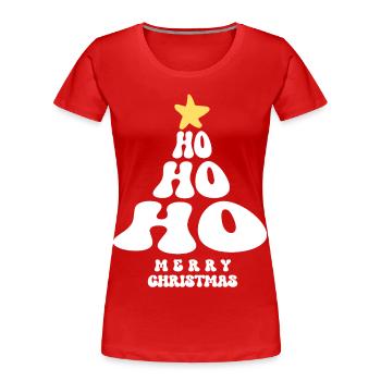 Merry Christmas HO HO HO Weihnachtsbaum Santa - Frauen Premium Bio T-Shirt - Rot - Vorne - Mia (176cm)