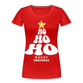 Joyeux Noël Sapin Ho Ho Ho - T-shirt bio Premium Femme - rouge - Devant - Mia (176cm)