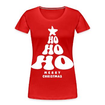 Merry Christmas - Ho ho ho - Weihnachtsbaum - Frauen Premium Bio T-Shirt - Rot - Vorne - Mia (176cm)