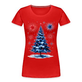Fireworks Christmas Tree Pattern - Women's Premium Organic T-Shirt - red - Front - Mia (176cm)