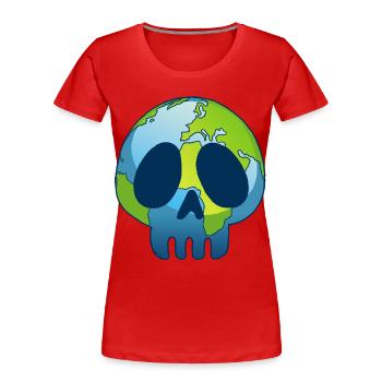 Le crâne de la planète Terre - T-shirt bio Premium Femme - rouge - Devant - Mia (176cm)