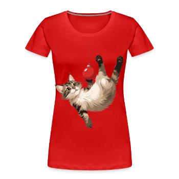 Cat acrobat ball game - Women's Premium Organic T-Shirt - red - Front - Mia (176cm)