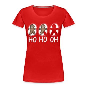 HO, HO, OH! Lustiges Lebkuchen Kekse Weihnachten - Frauen Premium Bio T-Shirt - Rot - Vorne - Mia (176cm)
