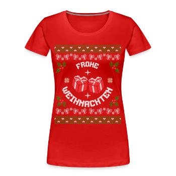 Joyeux Noël Cadeaux Motif Chemise Laide - T-shirt bio Premium Femme - rouge - Devant - Mia (176cm)
