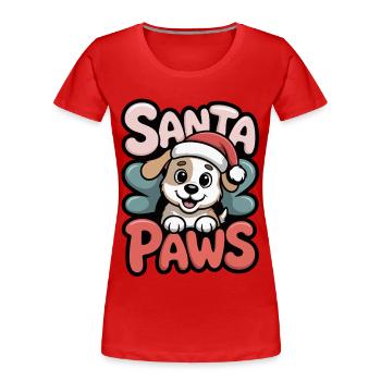 Santa Paws – Niedlicher Weihnachtshund, Geschenk - Frauen Premium Bio T-Shirt - Rot - Vorne - Mia (176cm)