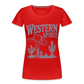 Western Spirit – Vintage Cowboy - Frauen Premium Bio T-Shirt - Rot - Vorne - Mia (176cm)