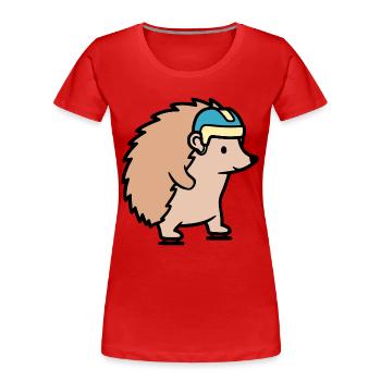 Igel Schlittschuhlaufen Hockey - Frauen Premium Bio T-Shirt - Rot - Vorne - Mia (176cm)