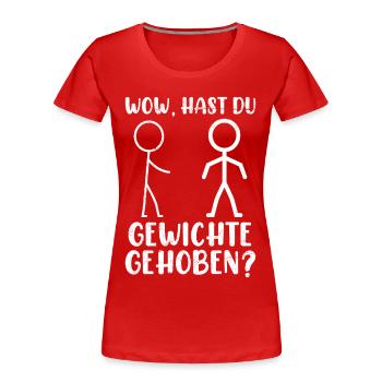 Stick Figure AVEZ-VOUS SOULEVÉ DES POIDS DRÔLE - T-shirt bio Premium Femme - rouge - Devant - Mia (176cm)