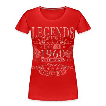 December 1960's Vintage Retro Birthday - Women's Premium Organic T-Shirt - red - Front - Mia (176cm)