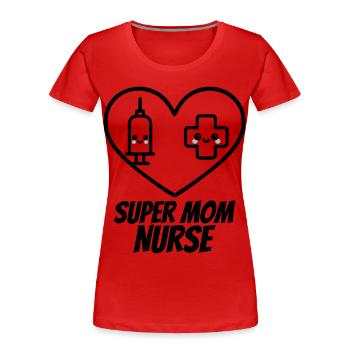 Super Mama Krankenschwester – Medizin Herz - Frauen Premium Bio T-Shirt - Rot - Vorne - Mia (176cm)