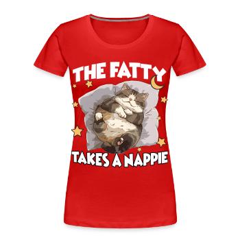 Cat Pajama Nightgown – Fun Cozy Sleep - Women's Premium Organic T-Shirt - red - Front - Mia (176cm)