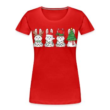Rabbit Santa Claus Christmas Lights - Women's Premium Organic T-Shirt - red - Front - Mia (176cm)