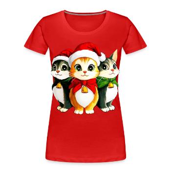 Kitten Christmas - Women's Premium Organic T-Shirt - red - Front - Mia (176cm)