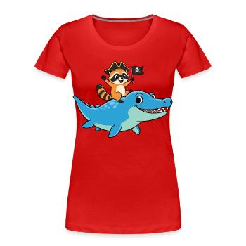 Juste un garçon qui aime le raton laveur Mosasaurus - T-shirt bio Premium Femme - rouge - Devant - Mia (176cm)