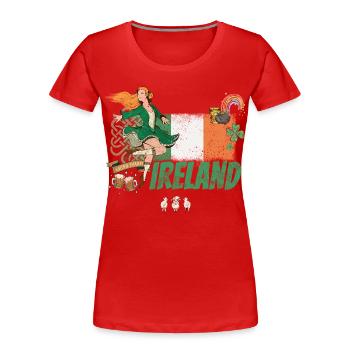 Ireland Design with Flag St Patricks Day Souvenir - Women's Premium Organic T-Shirt - red - Front - Mia (176cm)