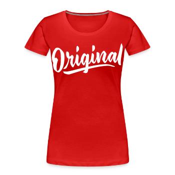 Original Unique Design Exclusif Création Tendance - T-shirt bio Premium Femme - rouge - Devant - Mia (176cm)