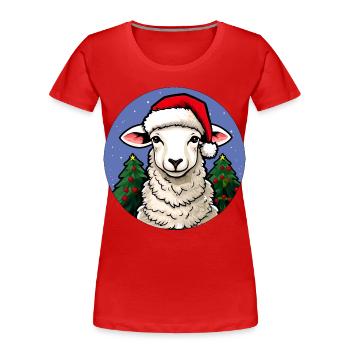 Schafe Weihnachten - Frauen Premium Bio T-Shirt - Rot - Vorne - Mia (176cm)