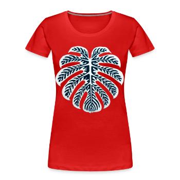 Monstera Blatt – Tropisches Deco Art Design - Frauen Premium Bio T-Shirt - Rot - Vorne - Mia (176cm)