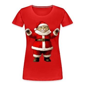 Chats Noël - T-shirt bio Premium Femme - rouge - Devant - Mia (176cm)
